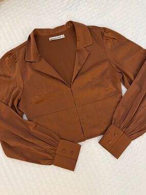 Abercrombie and Fitch Rust Brown Collared Long Sleeve Blouse